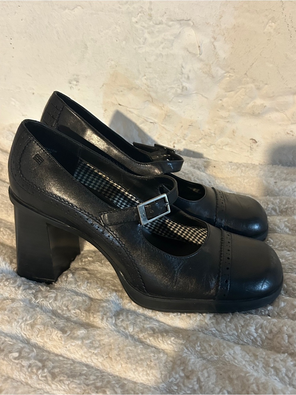 Tommy Hilfiger Black Mary Jane Block Heel Pumps